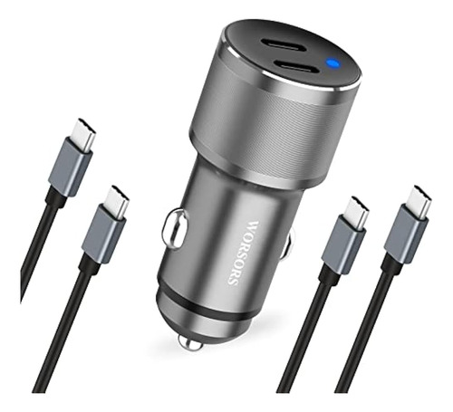 Cargador De Coche Dual Usb C, 60w Pd (30w + 30w) Adaptador D