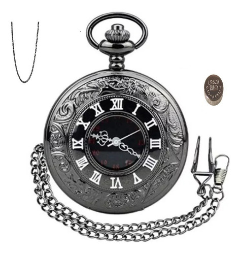 Reloj De Bolsillo Bateria Romano 3031b Tica Leontina 