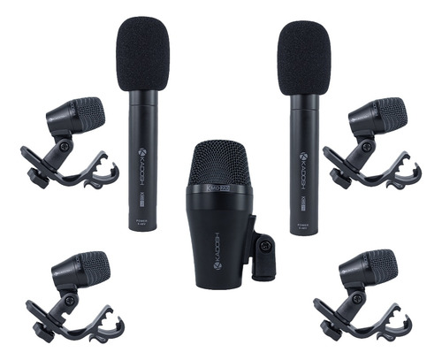 Kit Microfones Para Bateria Kadosh Kmd 207 Kmd-207 7 Peças Cor Preto