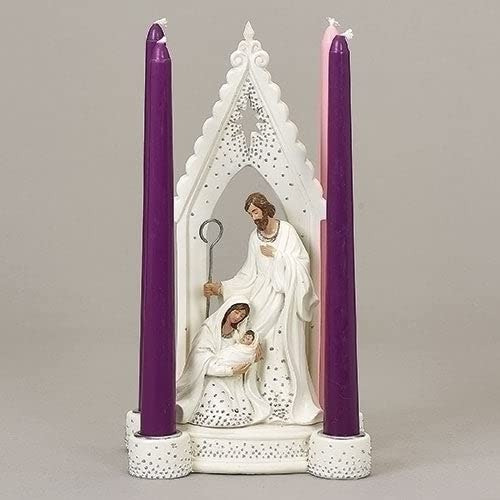 Roman Holy Family - Candelabro De Lunares Plateados (velas N