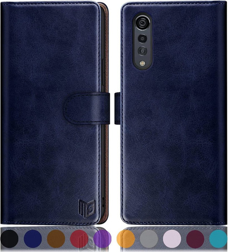 Funda De Cuero P/celular LG Velvet 5g Con Bloqueo Rfid - Blu