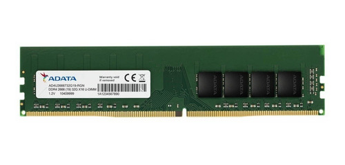 Memoria Ram Adata Udimm Ddr4 16gb Pc4-21300 2666mhz Cl19