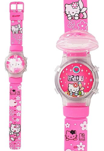 Reloj Niñas Digital Luces Tapa Infantil Hello Kitty 3d