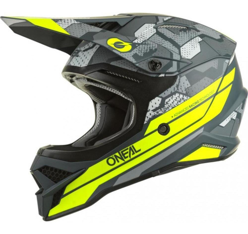 Capacete Oneal 3series Camo - Cinza/amarelo - 61/62 (gg)