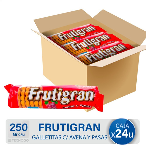 Caja Galletitas Frutigran Avena Y Pasas Granix Pack