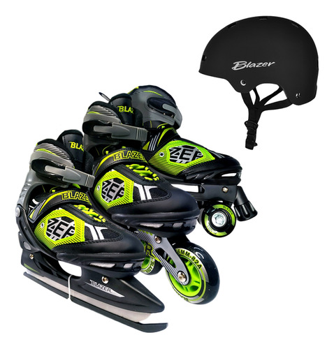 Patines Ajustables 3 En 1 (roller, Línea, Hielo) V + Casco