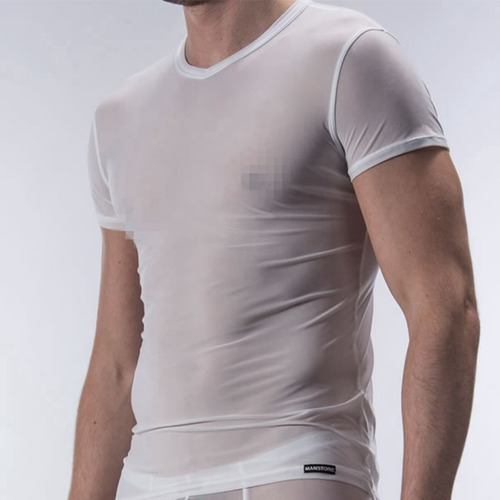 Playera De Seda Helada Para Hombre, Ropa Interior Transpare