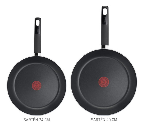 Juego De Sartenes 20/24 Cm Con Antiadherente T-fal B5759182m Negro