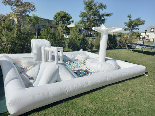 Alquiler Inflable Blanco Burbuja Isla Castillo Plaza Sillas