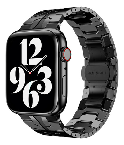 Pulseira De Aço Inoxidável Iron Man Compativel Com Apple Watch 10 9 8 7 6 5 Se 4 3 2 1 Ultra 1 2 e 3 44mm 45mm 46mm 49mm - Cor Preto