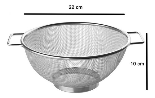 Imagen 5 de 6 de Colador Malla Acero Inoxidable 22 Centimetros Ø Base Y Asas