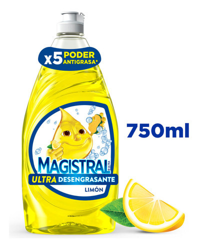 Detergente Líquido Lavavajillas Magistral Limón Ultra 750 Ml