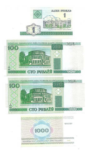 Belarus 4 Cédulas 1/100/1000 Rublos 1998 / E Ano 2000 F.e