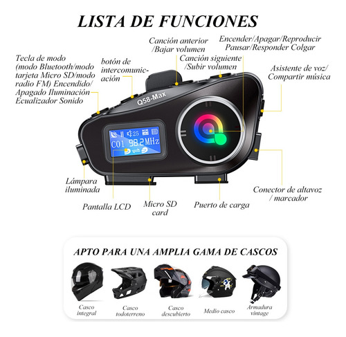 Par De Intercomunicadores Para Cascos De Moto Con Bluetooth