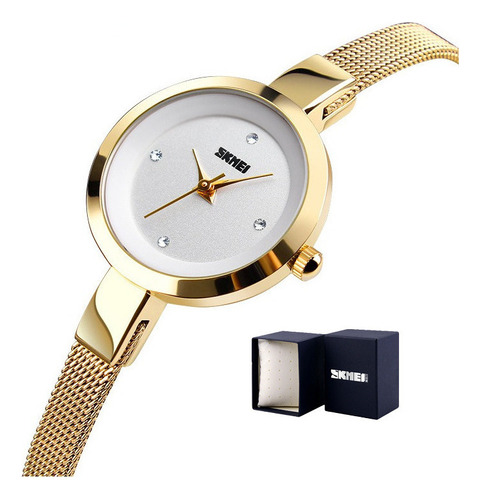 Reloj Elegante Skmei 1390 De Cuarzo Con Diamantes De Acero I