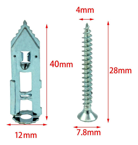 Kits De Ancoragem De Drywall 12x40mm Parafusos Prateados