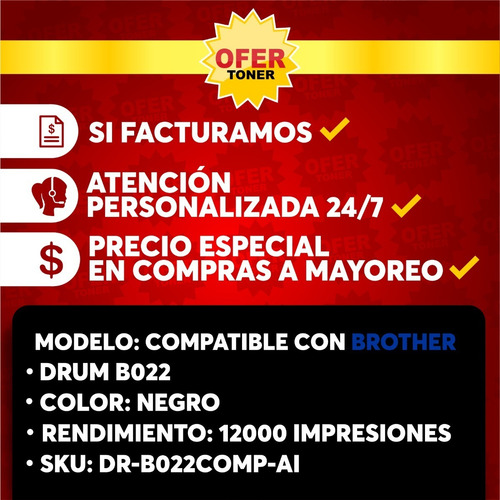 5 Pza Drum Nuevo B022 Compatible Con B7535dw