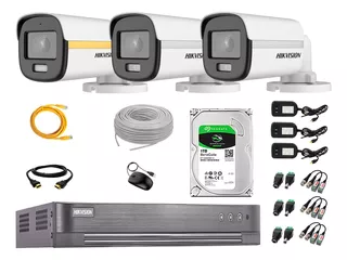 Cámaras Seguridad Exterior Kit 3 1080p Colorvu Noche + 1tb