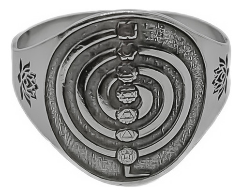Anillo Chokurei Reiki Cho Ku Rei Chakras Acero Regulable B) Mediano