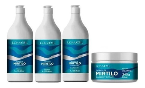 Kit Extrato De Mirtilo 2 Shampoos Condicionador 1l Máscara
