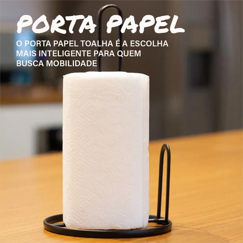 Porta Papel Toalha Facil Encaixe Multiuso De Aço - Mor Preto