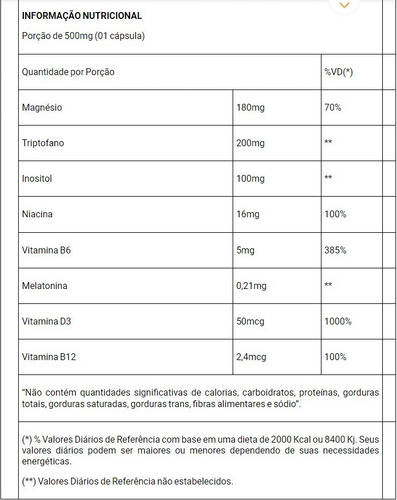 Melatonina 210 + L-triptófano + magnesio 500 mg 60 cápsulas sabor sin sabor