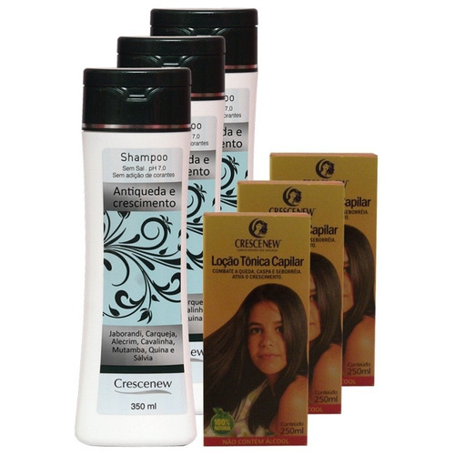 Imagem 1 de 4 de Kit 3 Shampoo Anti-queda E 3 Tônico Queda Cabelo Tratamento
