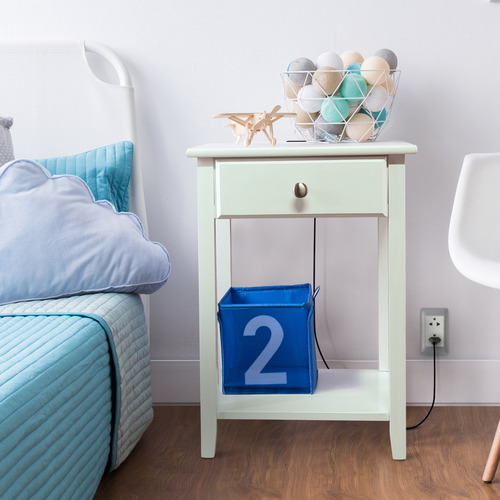 Casual Home Owl Mesa De Noche Blanca Con Puerto Usb