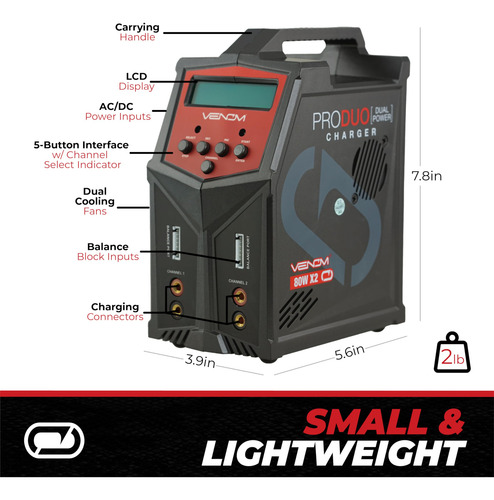 Carregador De Bateria Venom Power Pro Duo Lcd Para Lipo Lihv