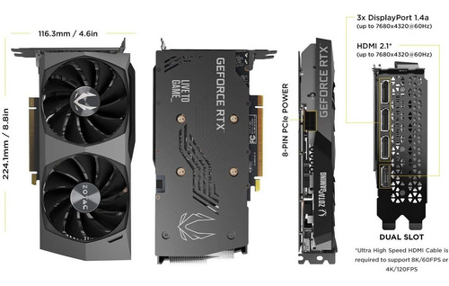 Tarjeta Gráfica Zotac Geforce Rtx 3060 T.e Oc, 12gb Gddr6