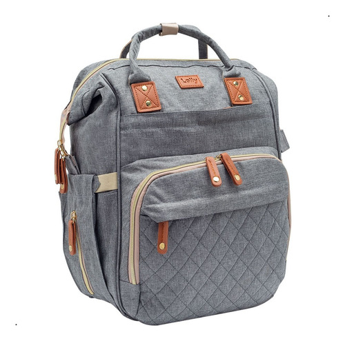 Bolsa Mochila Maternidade Bebê Passeio Multifuncional Lolly Cor Cinza