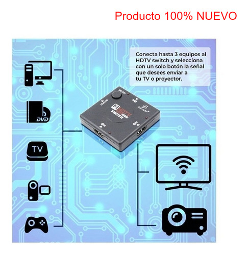 Switch Selector De 3 Puertos Hdtv Hdmi Full Hd 1080p