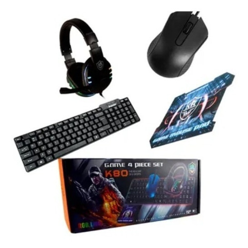 Combo 4 En 1 Teclado Mouse Diadema Pad Mouse Gamer K80