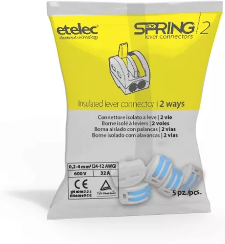 Conector Empalme Rapido Etelec Spingbox 2 Vias Sbox2 Pack X5