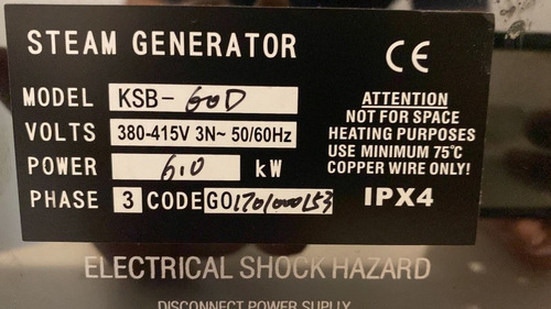 Imagen 2 de 3 de Generador De Vapor 6kw