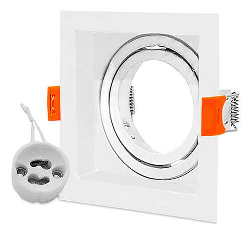 Kit 5 Spot Embutir Recuado Quadrado Direcionável Mr16 Gu10 Cor Branco 127/220V