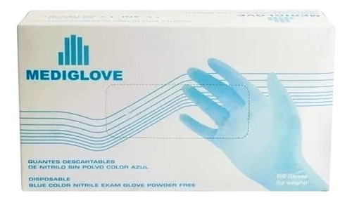 Guantes descartables antideslizantes Mediglove color azul talle L de nitrilo en pack de 10 x 100 unidades
