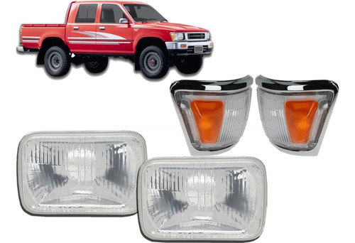 Juego Opticas + Giros Hilux 1992 1993 1994 1995 4x4 Cromado