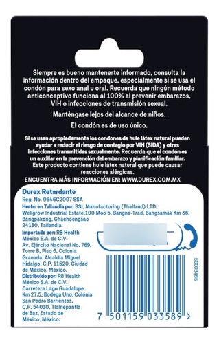 Caja Con 3 Condones Retardantes Lubricados Con Latex 56mm
