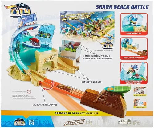 A NOVA PISTA HOT WHEELS DO TUBARÃO GIGANTE NA ONDA DA PRAIA!! 