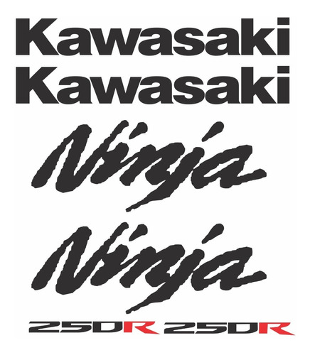 Kit Jogo Faixa Emblema Adesivo Kawasaki Ninja 250r Preto