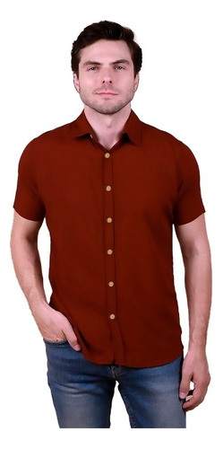 Camisas Manga Corta Lino De Hombre, Camisas Cuello Camisero