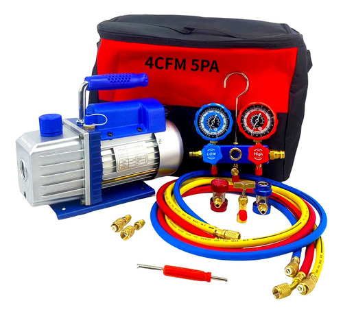 4cfm 1/3hp Bomba De Vacío + Manómetro R134a R22 R410a R404a