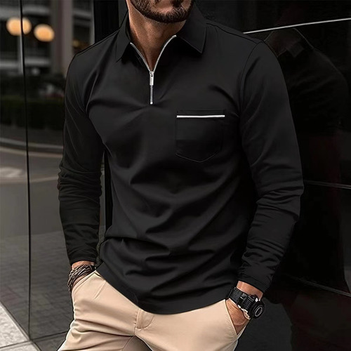 Camisa Deportiva De Manga Larga Con Bolsillo Con Cremallera