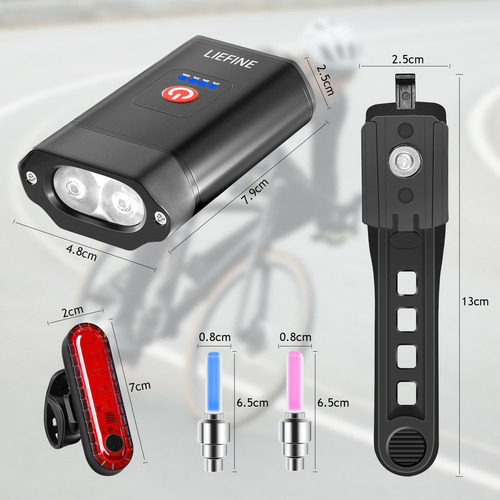Luz Bicicleta 4000 Lúmenes Recargable Accesorios Con Luz Trasera, Luz Para Bicicleta Impermeable 2 Led, Lampara Bicicleta Luces De Bicicleta Superbrillantes Para Conduccion Nocturna Con 4 Modos Negro
