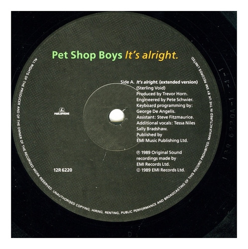 Pet Shop Boys - It's Alright | 12 Maxi Single Vinilo Usado