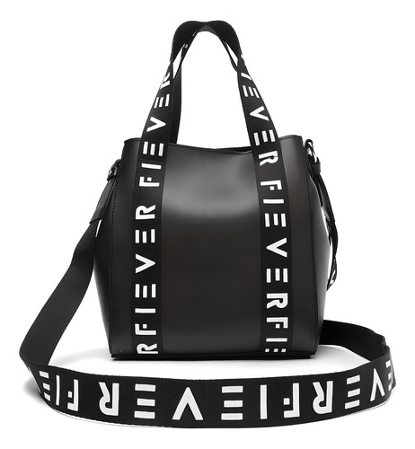 Bolsa Fiever F50009, color negro, diseño de tela lisa