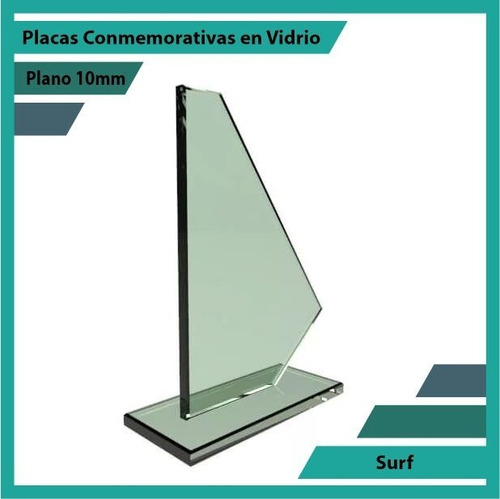 Trofeo En Cristal Referencia Surf Pulido Plano 10mm