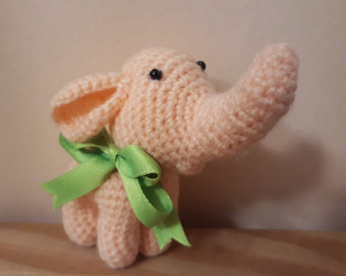 Amigurumi Muñeco De Apego Elefante Rosado Hecho A Mano