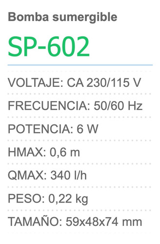 Imagen 2 de 2 de Bomba Sumergible Jad Sp-602, 340 Litros, 0.6 M De Altura